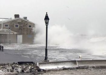 The rain, the wind and the waves were wild in Plymouth, Massachusetts