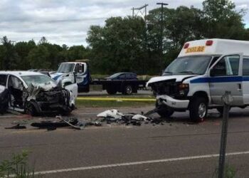 Ambulance, Car Collide in Whitman; Five Taken to Hospital