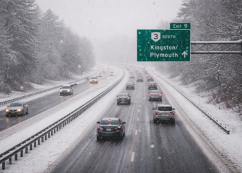 Light Snow Impacts Route 3 Travel Across Plymouth County Today
