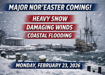 ⚠️ Nor’easter Threat Looms for Plymouth County — Snow, Wind & Coastal Impacts Expected Monday