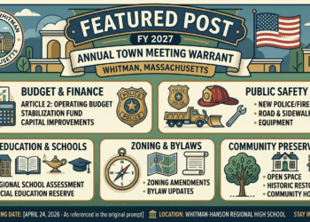 Notice: Town of Whitman MA, FY 2027 Annual Town Meeting Warrant Now Available